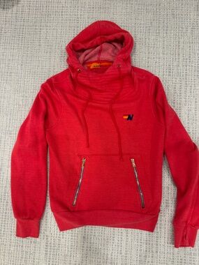 Aviator Nation Ninja Hoodie in coral red- more pink in person than red